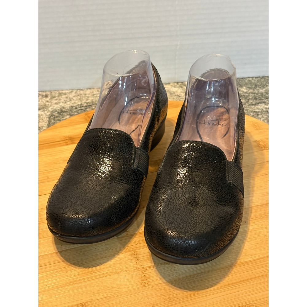 Dansko Black Textured Leather Slip On Loafer Shoes Women EU 39 US 8.5 9